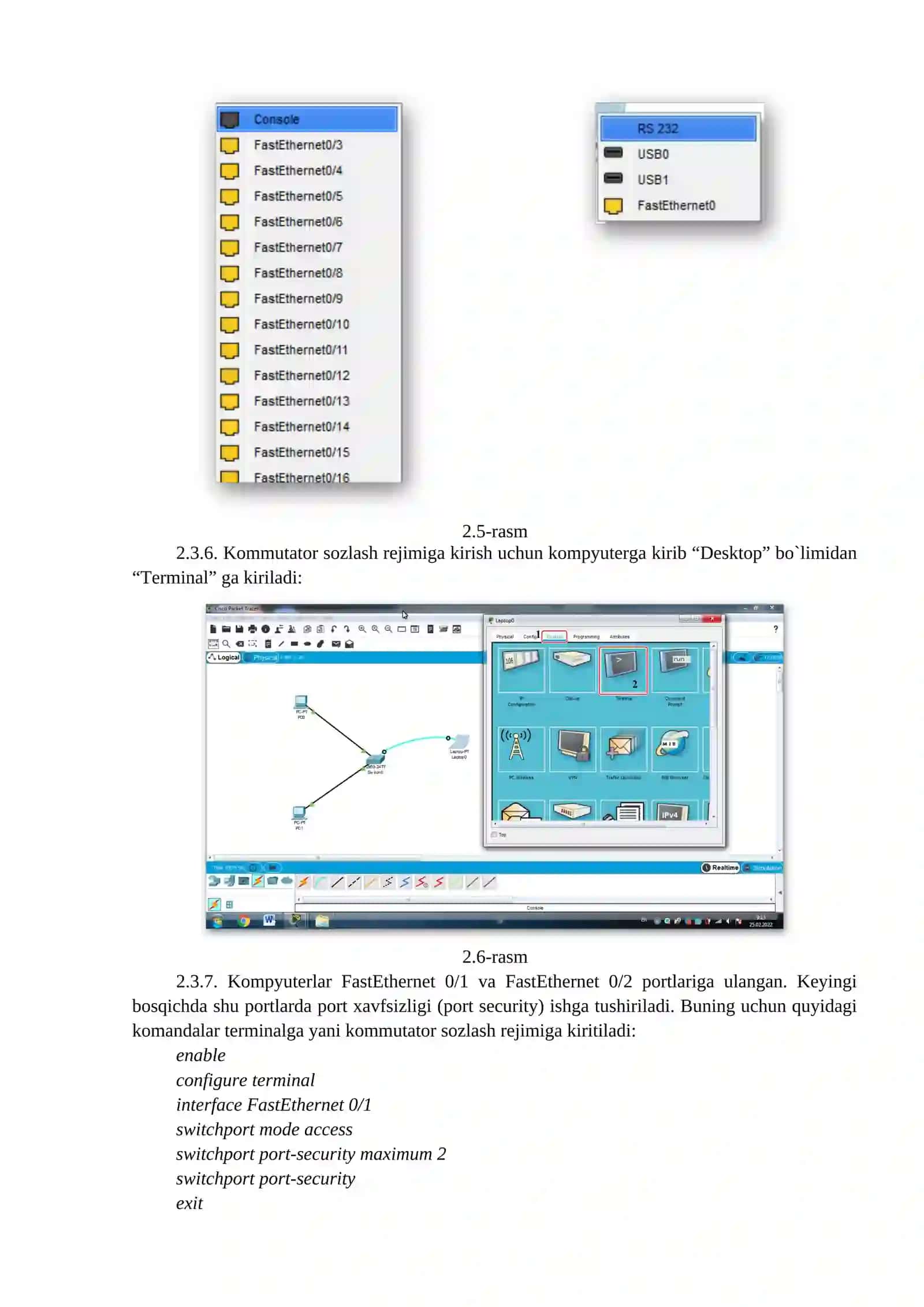 KOMMUTATORLARDA PORT XAVFSIZLIGI (PORT SECURITY)NI SOZLASH 4