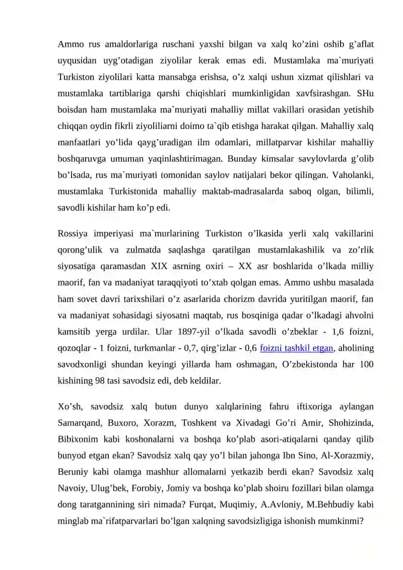 Turkiston Toplami Mustamlaka Tarixiga oid Maqolalarni O'rganish 4