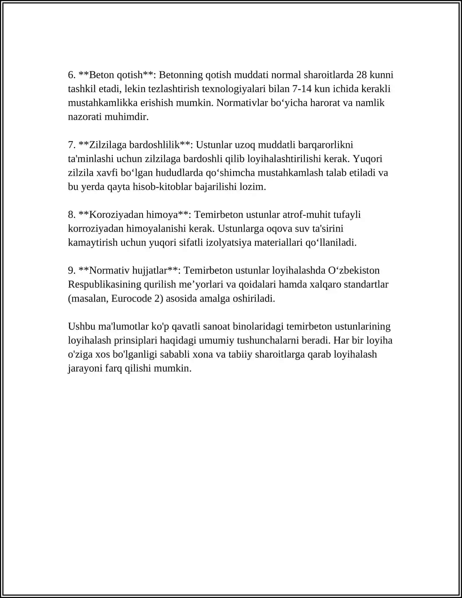 KOʻP QAVATLI SANOAT BINOLARIDA ISHLATILADIGAN TEMIRBETON USTUNLAR 4