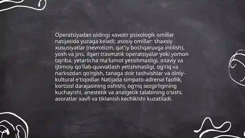 Operatsiyadan oldingi davr sindromi 4
