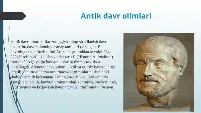 Umurtqalilar zoologiyasi fanining rivojlanish tarixi va uslublari sinfi. 4