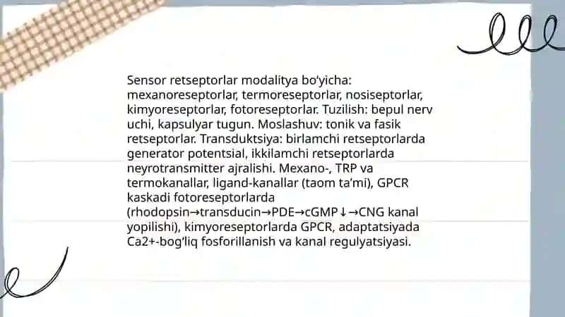Sensor tizimlar fiziologiyasi 4