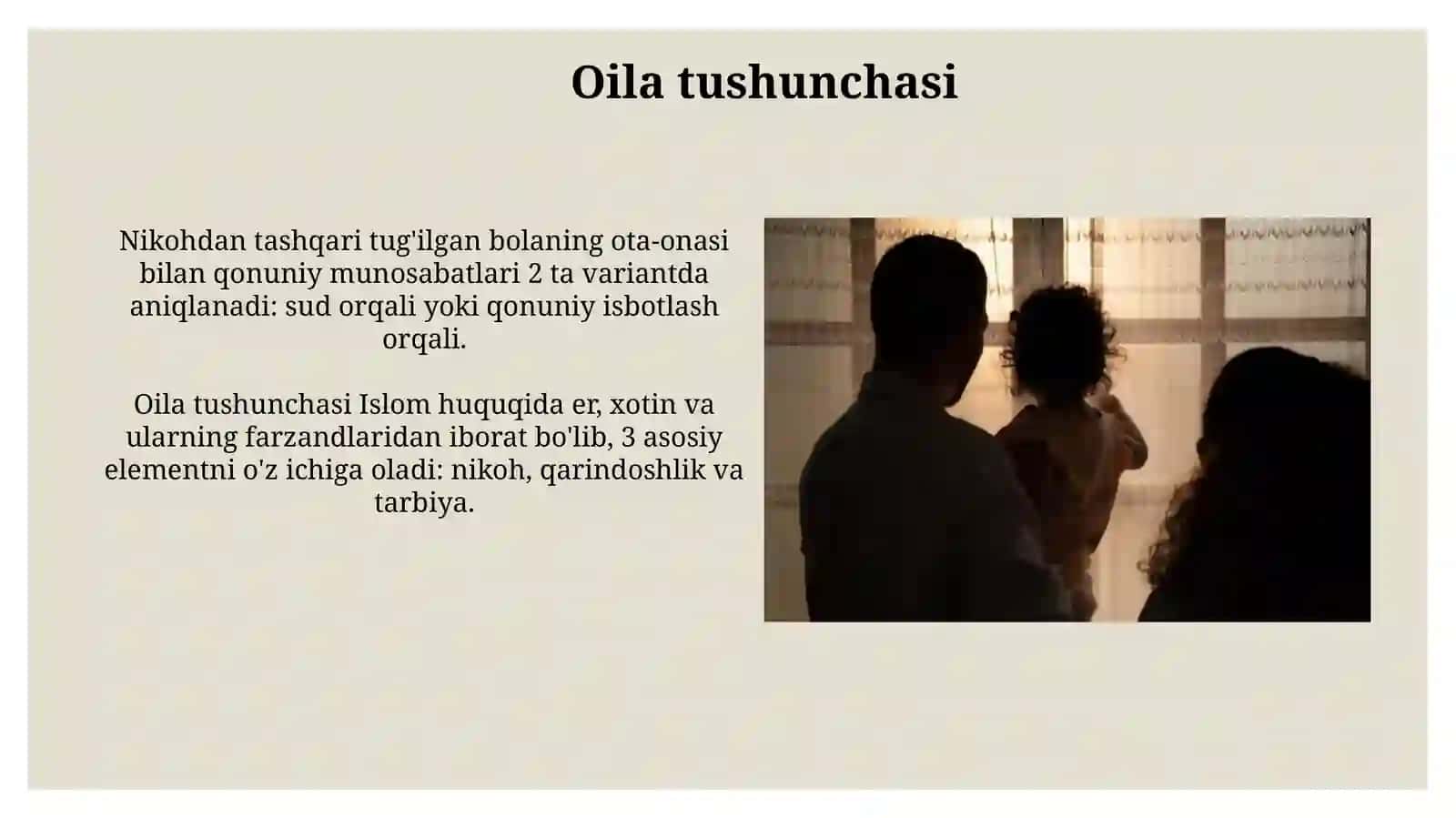 Islom huquqshunosligida oila, nikoh, taloq, idda, zihor tushunchalarini taʼriflash va taqdimot 4