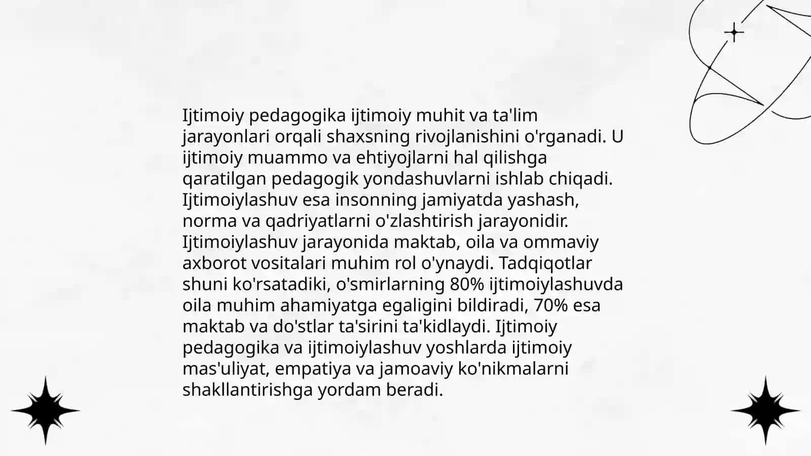 Ijtimoiy pedagogika fan va amaliy faoliyat sohasi Ijtimoiylashuv-ijtimoiy jarayon 4