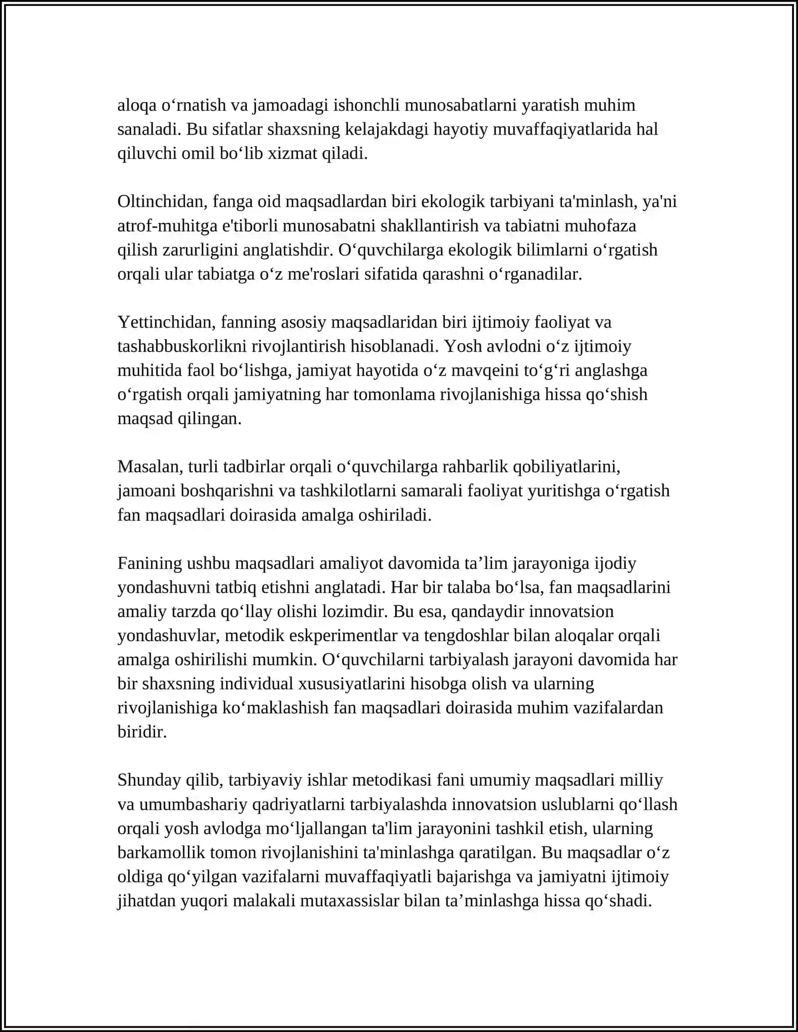 TARBIYAVIY ISHLAR METODIKASI FANINING MAQSAD VA VAZIFALARI 4
