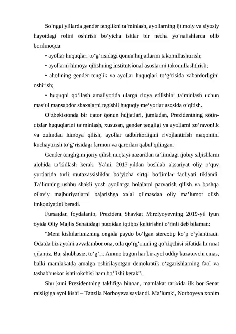 Ayollarning huquq va imkoniyatlarini kengaytirish 4