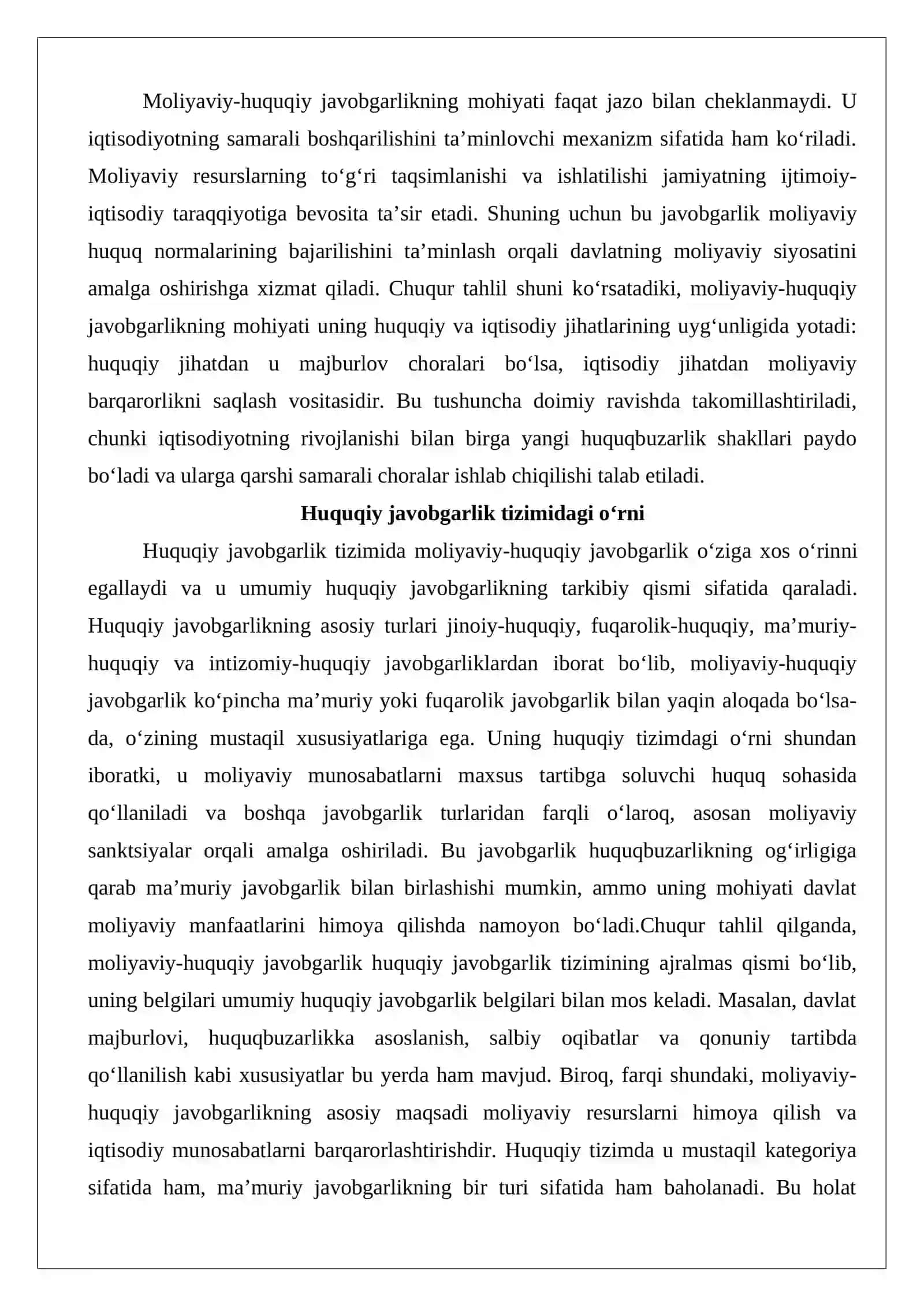 Moliyaviy-huquqiy javobgarlikning tushunchasi, belgilari va ahamiyati. Moliyaviy huquqbuzarlikning tarkibiy elementlari 4