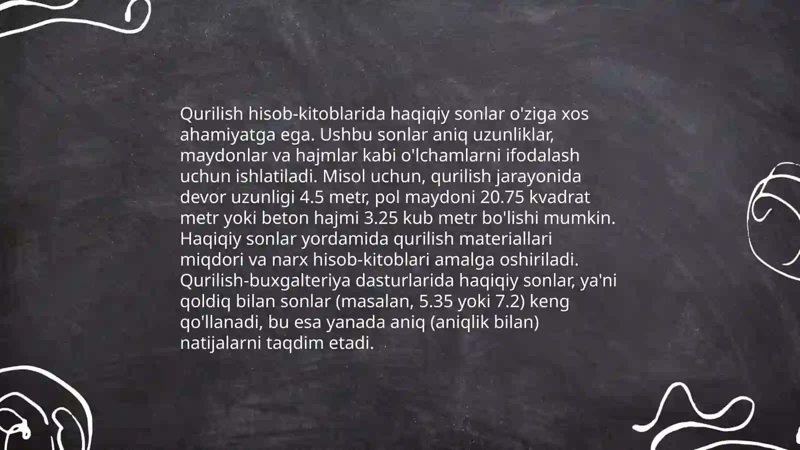 Sonli toʻplamlar, haqiqiy sonlar toʻplamining amaliy tatbiqlari 4