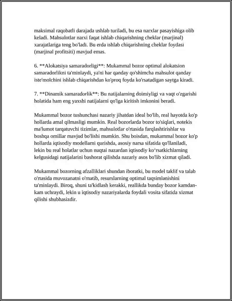 Mukammal Bozorda Raqobat va Monopoliya 4