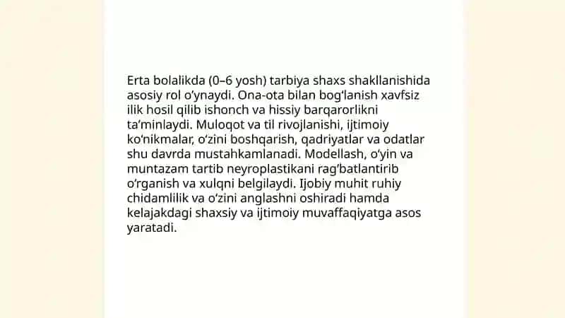 Shaxs shakllanishi va rivojlanishida tarbiyaning o’rni 4