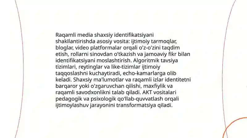 Shaxsning ijtimoyilashuv jarayonida AKT o'rni va ahamiyati 4