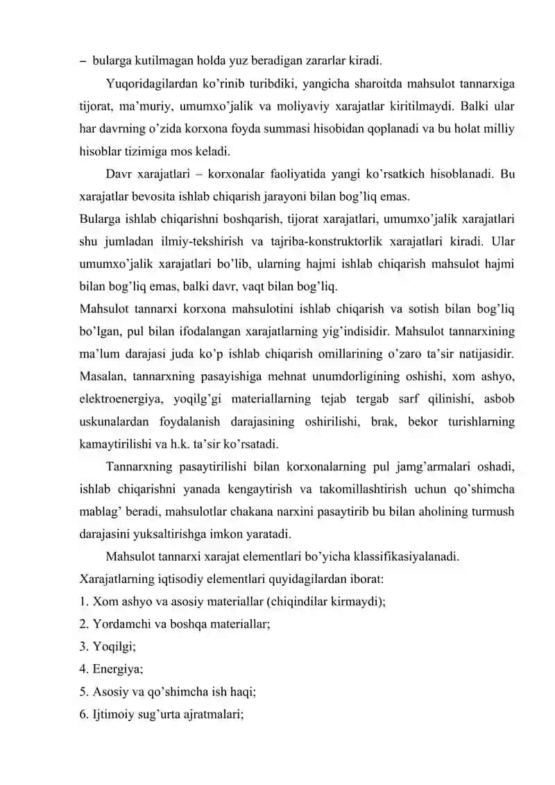 Davr xarajatlarini pasaytirish imkoniyatlarini aniqlash 4