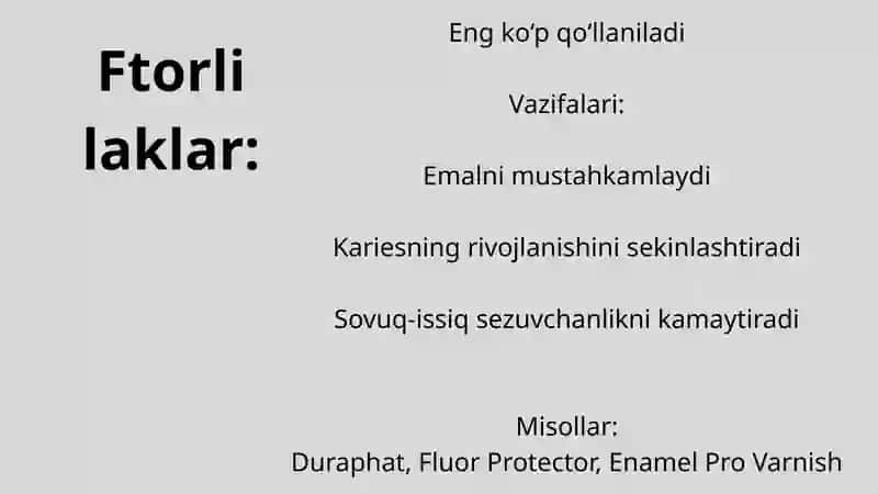 STOMATOLOGIYADA ISHLATILADIGAN LAKLAR 4