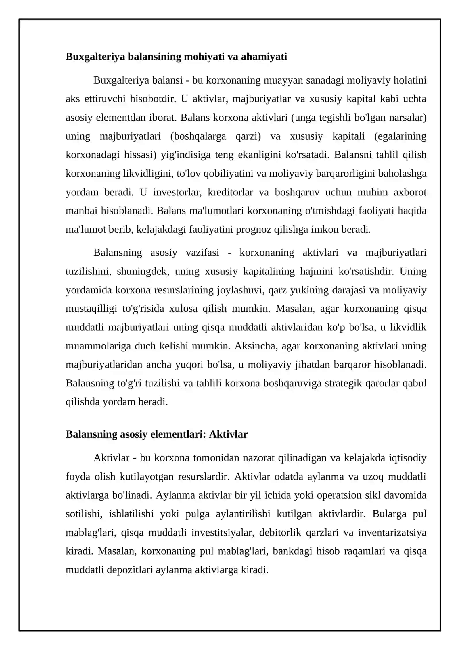 Buxgalteriya balansi tuzishning asosiy tamoyillari va balansni tuzish 4