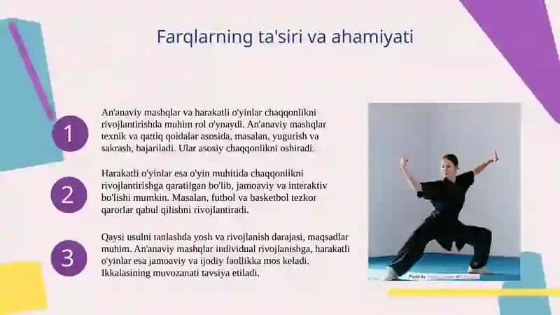 Chaqqonlikni rivojlantirishda an'anaviy mashqlar va harakatli o'yinlarning samaradorligini taqqoslash va tahlil qilish 4