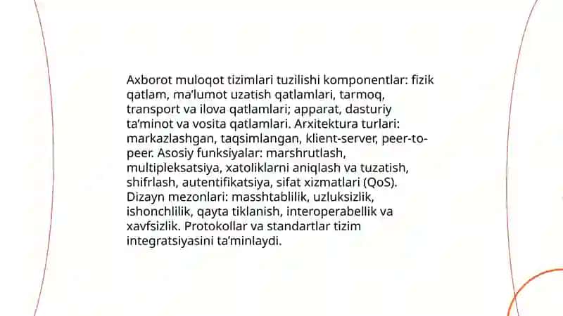 Axborot soʻrov tizimlari.Axborot muloqot tizimlari 4