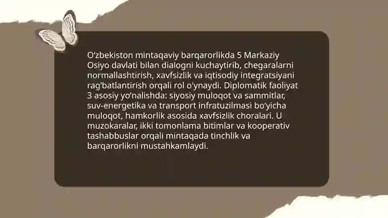 Oʻzbekistonning markaziy Osiyoda tinchlik 4