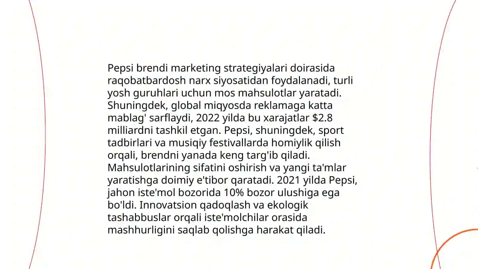 Pepsi korxonasini boshqaruv va marketing taxlili 4