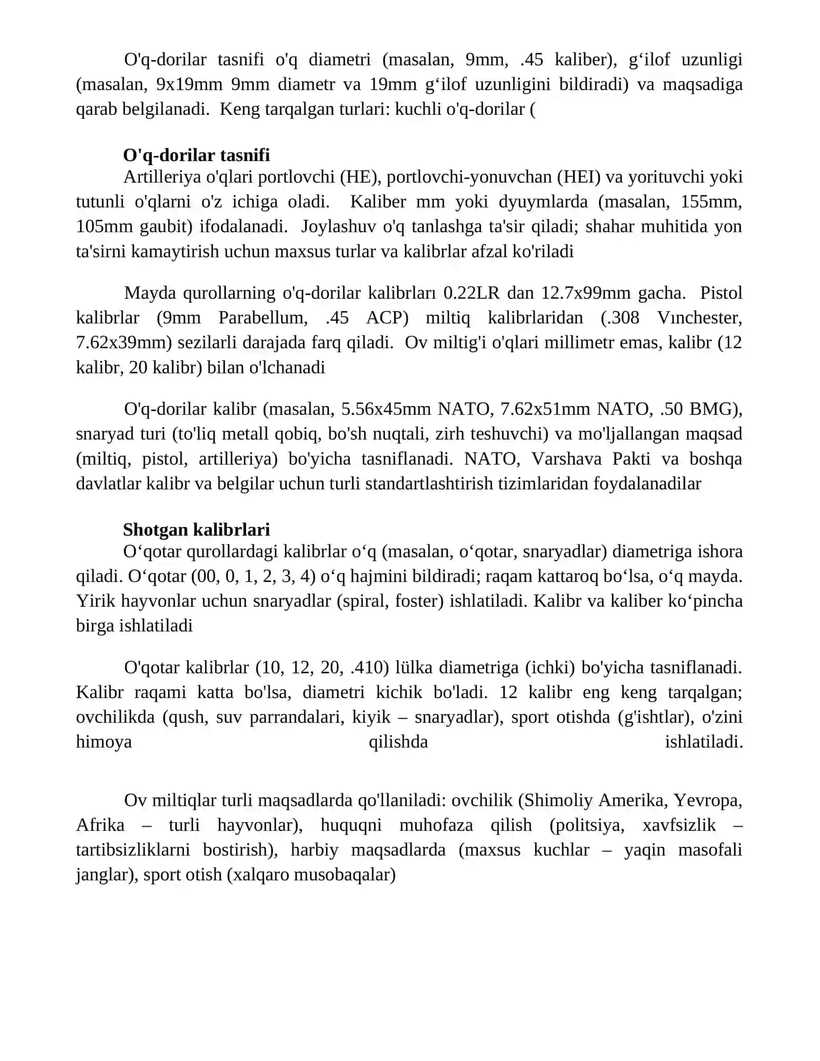 Kalibrlar ularni klassifikatsiyasi va ishlatilish 4