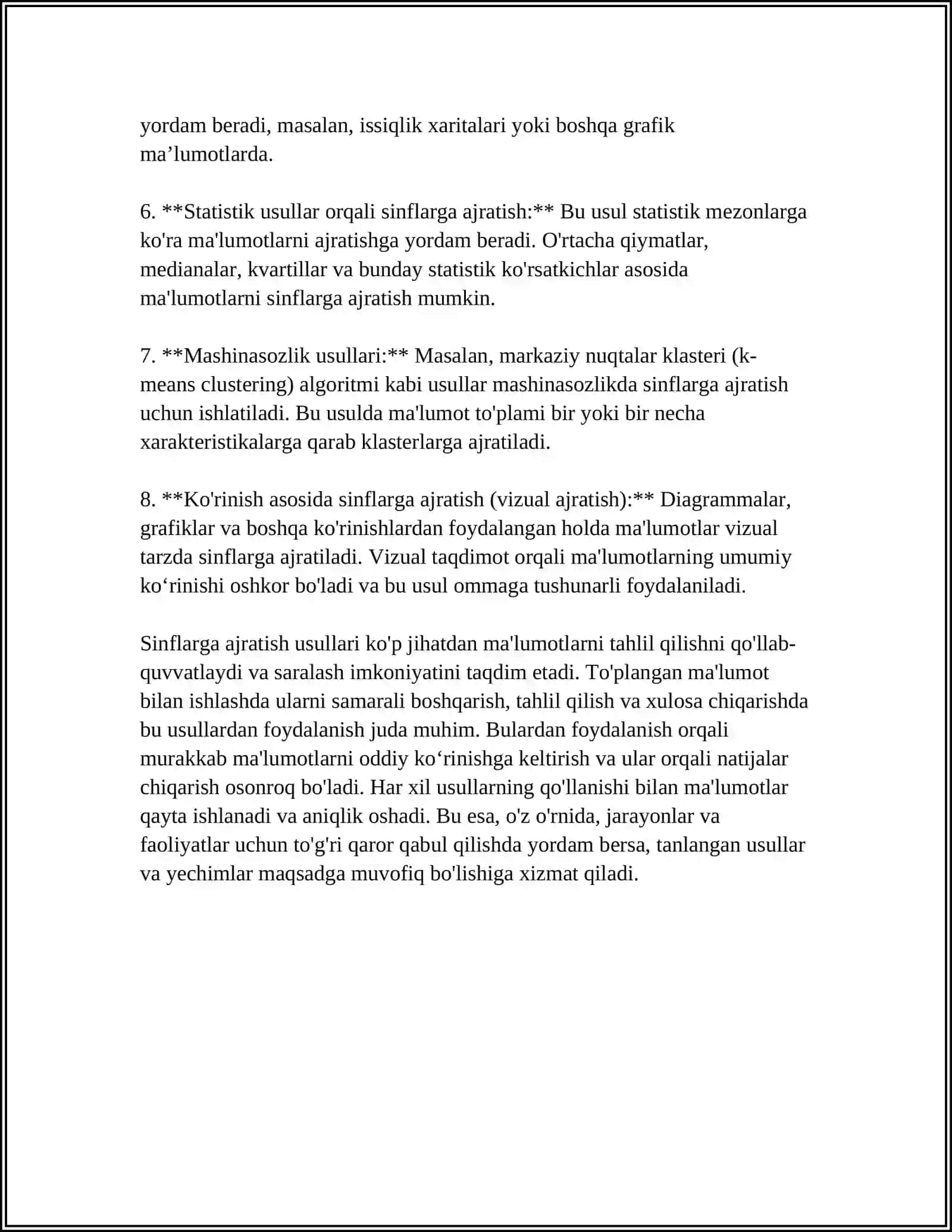 TO'PLAMLARNI SINFLARGA AJRATIDHGA DOIR MISOLLAR 4