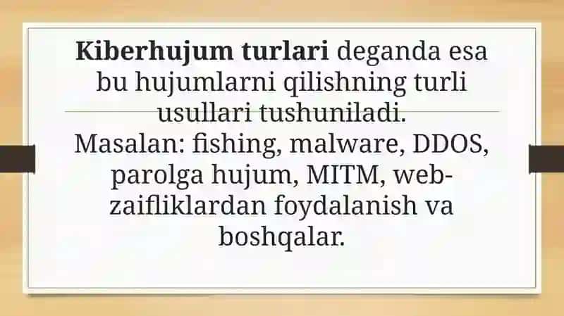 Kiberhujum turlari va ulardan muhofazalanish 4
