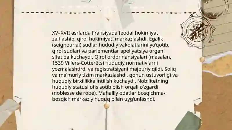 Yangi davrda Fransiya huquqining paydo boʻoishi 4
