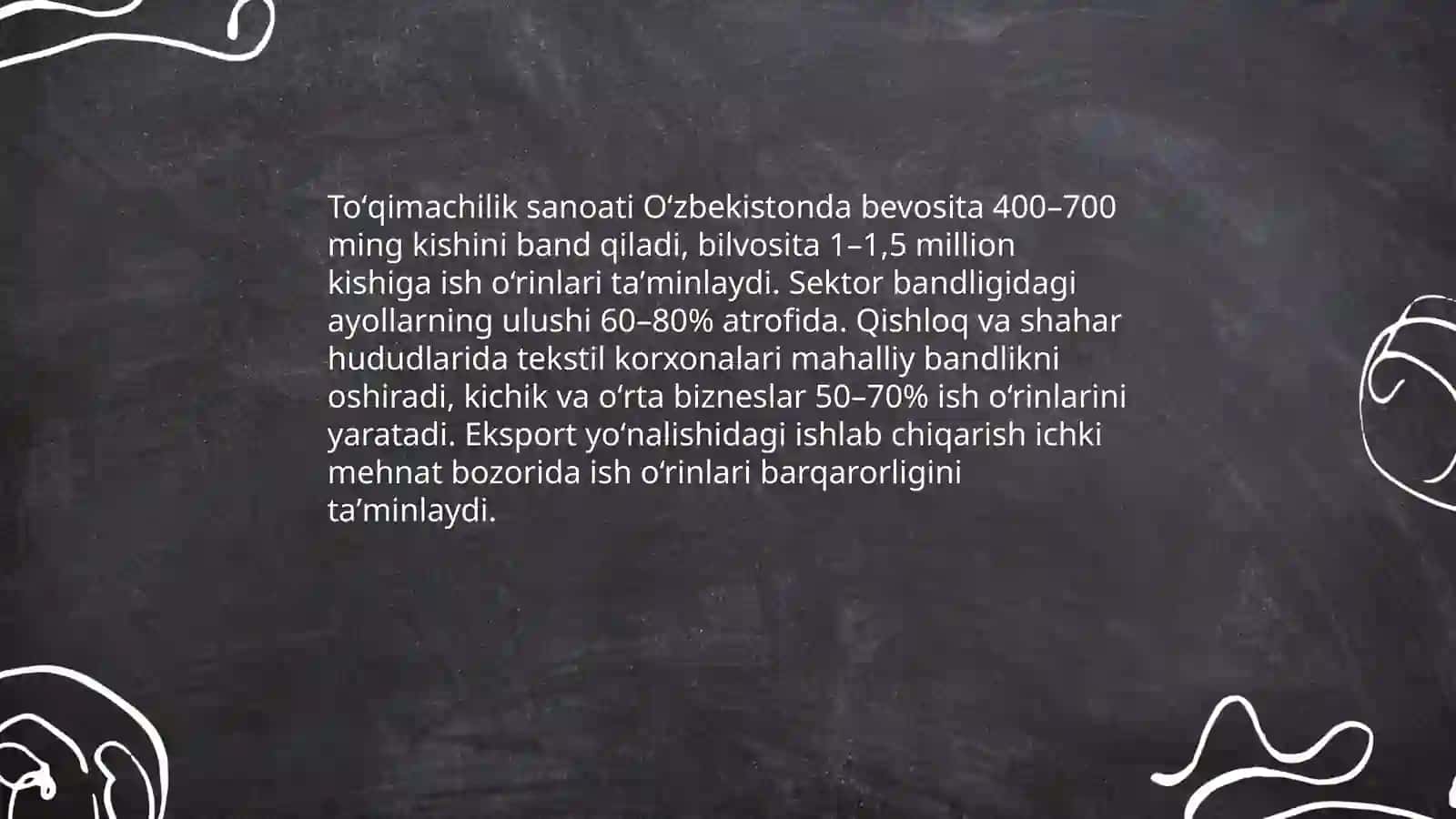 Toʻqimachilik sanoatining iqtisodiyotdagi oʻrni 4