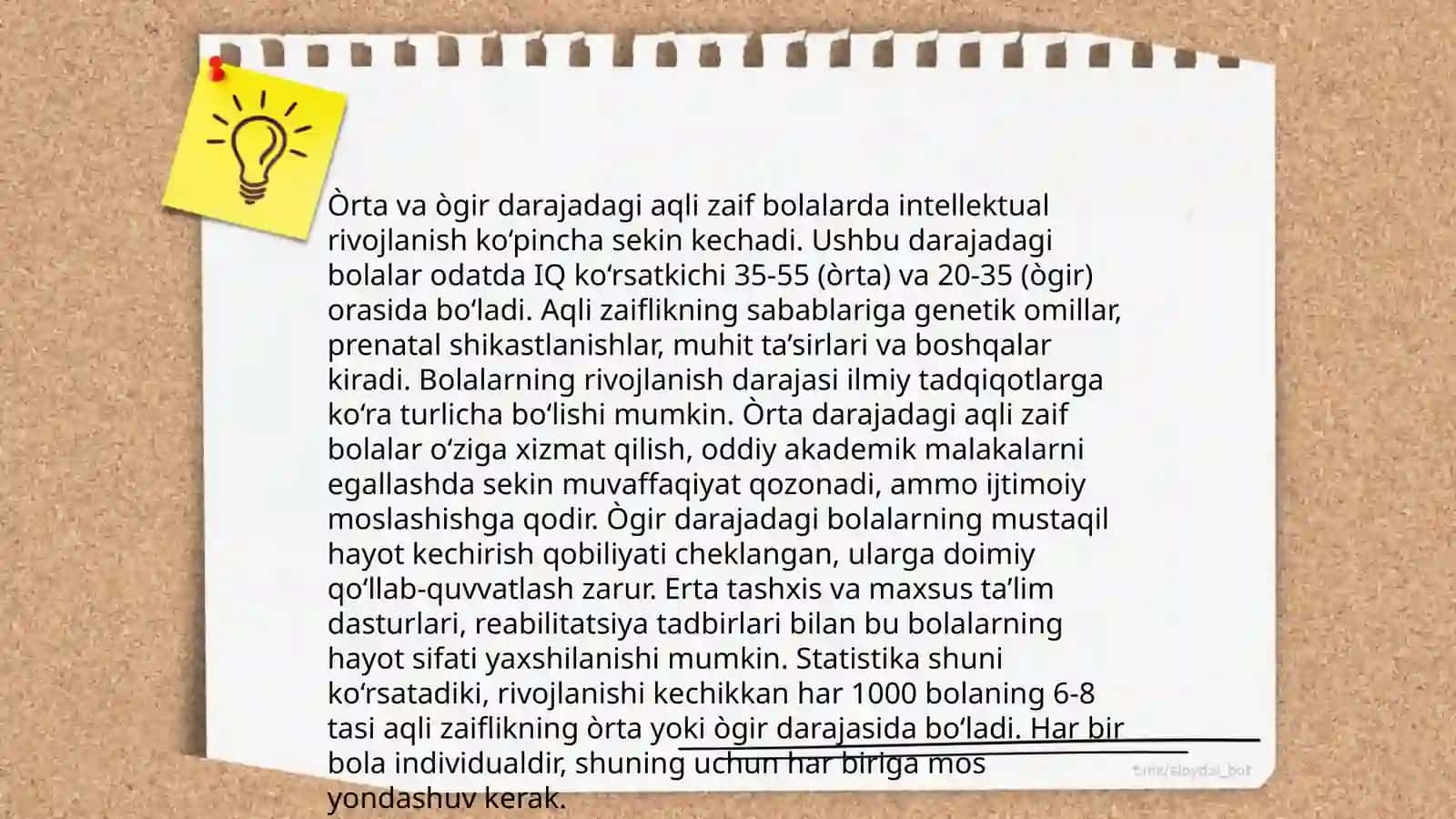 Òrta va oģir darajadagi aqli zaiflikka ega bòlgan bolalarning psixologik-pedagogik xususiyatlari 4