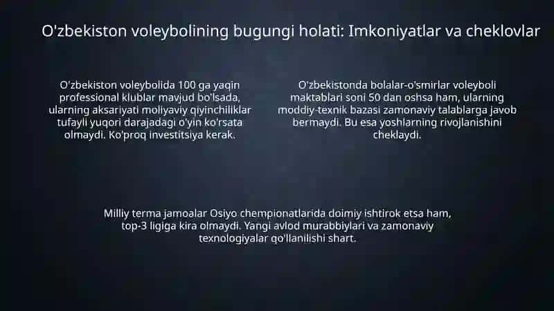 Jahon va O'zbekistonda voleybol: Dolzarb muammolar va tendentsiyalar 4