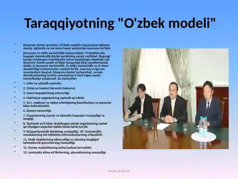 O'zbekistonning o'z istiqlol va taraqqiyot yo'li 4