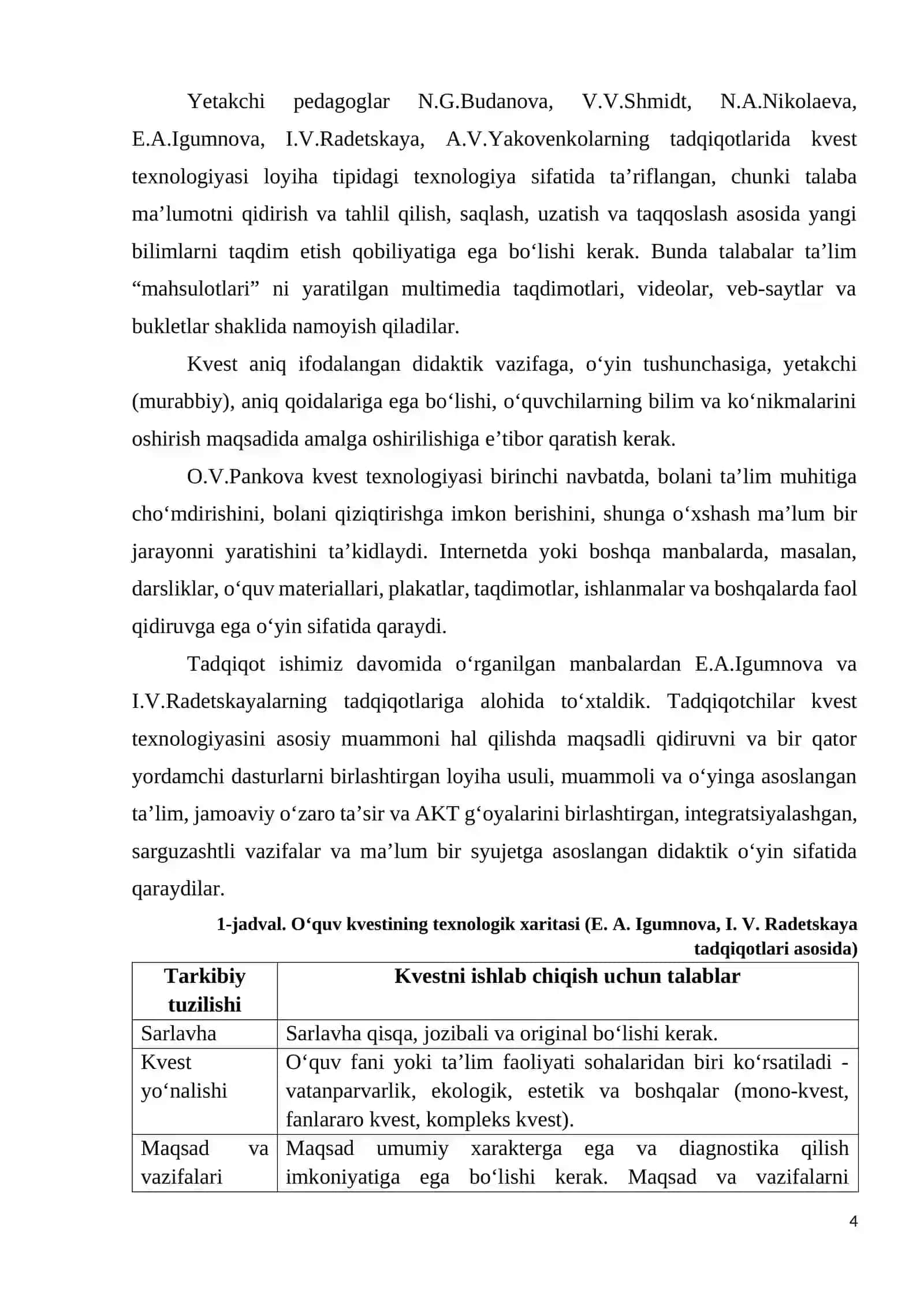 KVEST TEXNOLOGIYASINI TA’LIM JARAYONIDA QO‘LLANILISHI 4