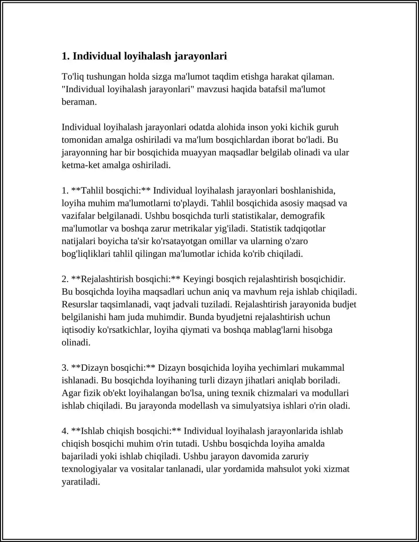 INDIVIDUAL (YAKKA TARTIBDA) VA JAMOAVIY (OMMAVIY TARTIBDA) LOYIHALASH 4