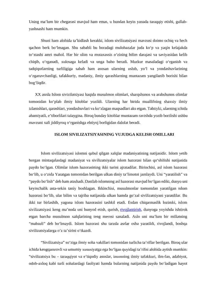 Islom sivilizatsiyasining asosiy harakterli belgilari va o`ziga xos xususiyatlari 4