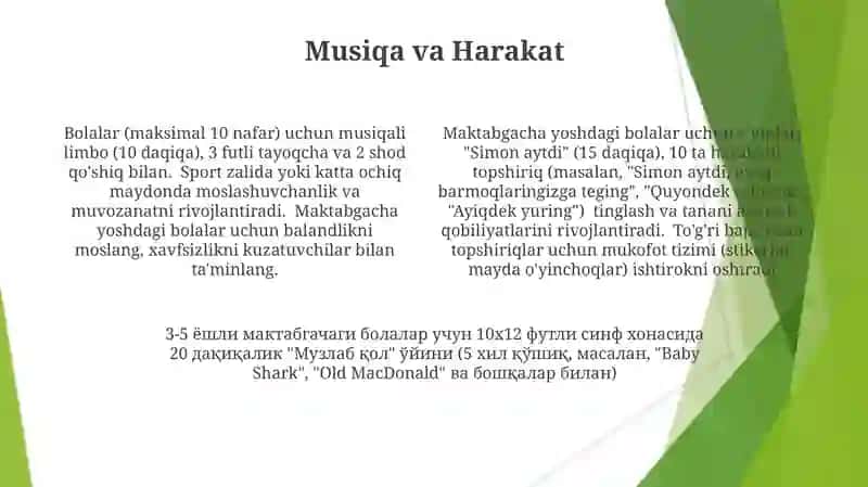 Maktabgacha taʼlim oyin va oʻyin turlari 4