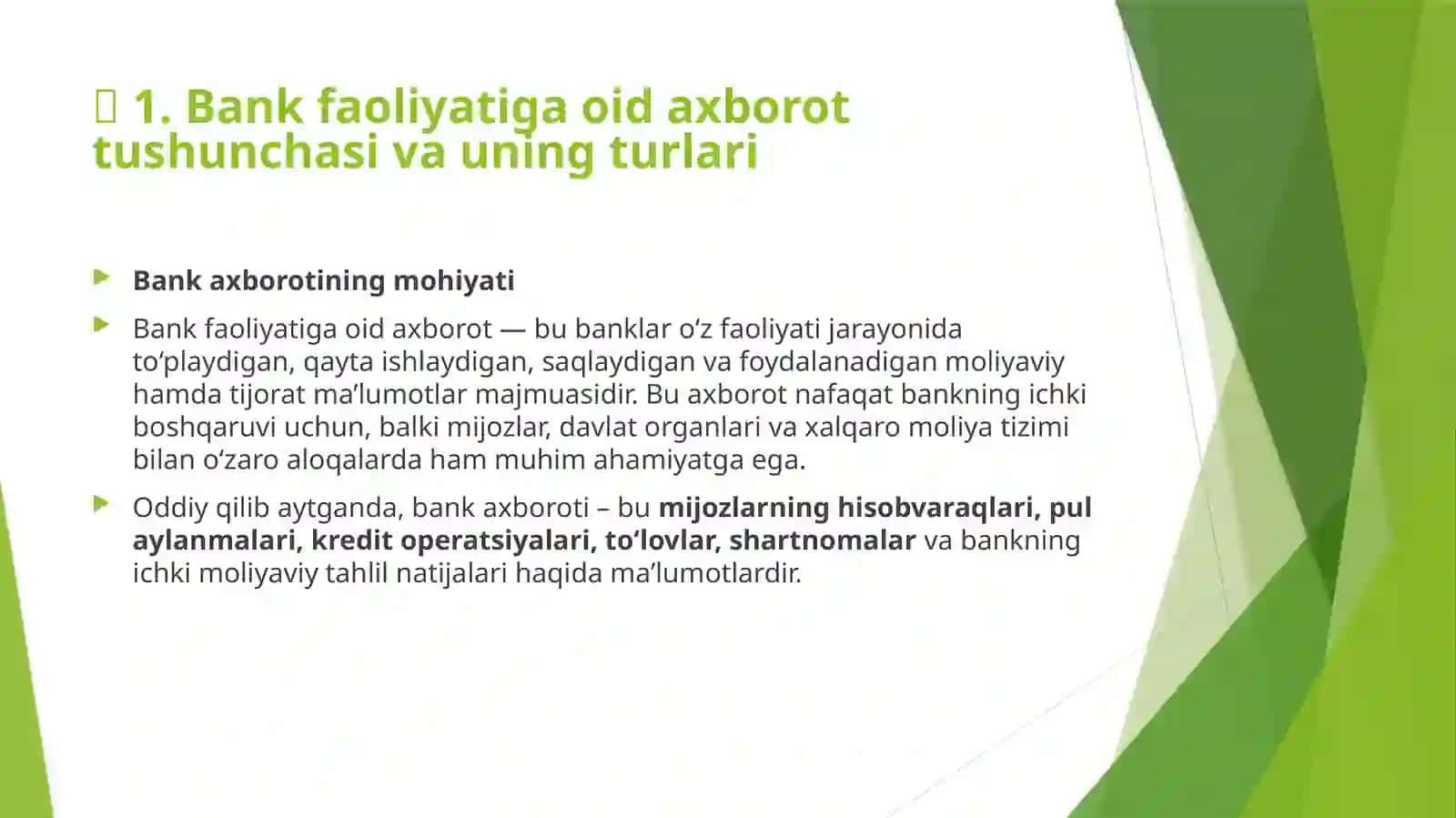 BANK FAOLIYATIGA OID AXBOROTLAR VA BANK SIRINI HUQUQIY XIMOYA QILISH 4