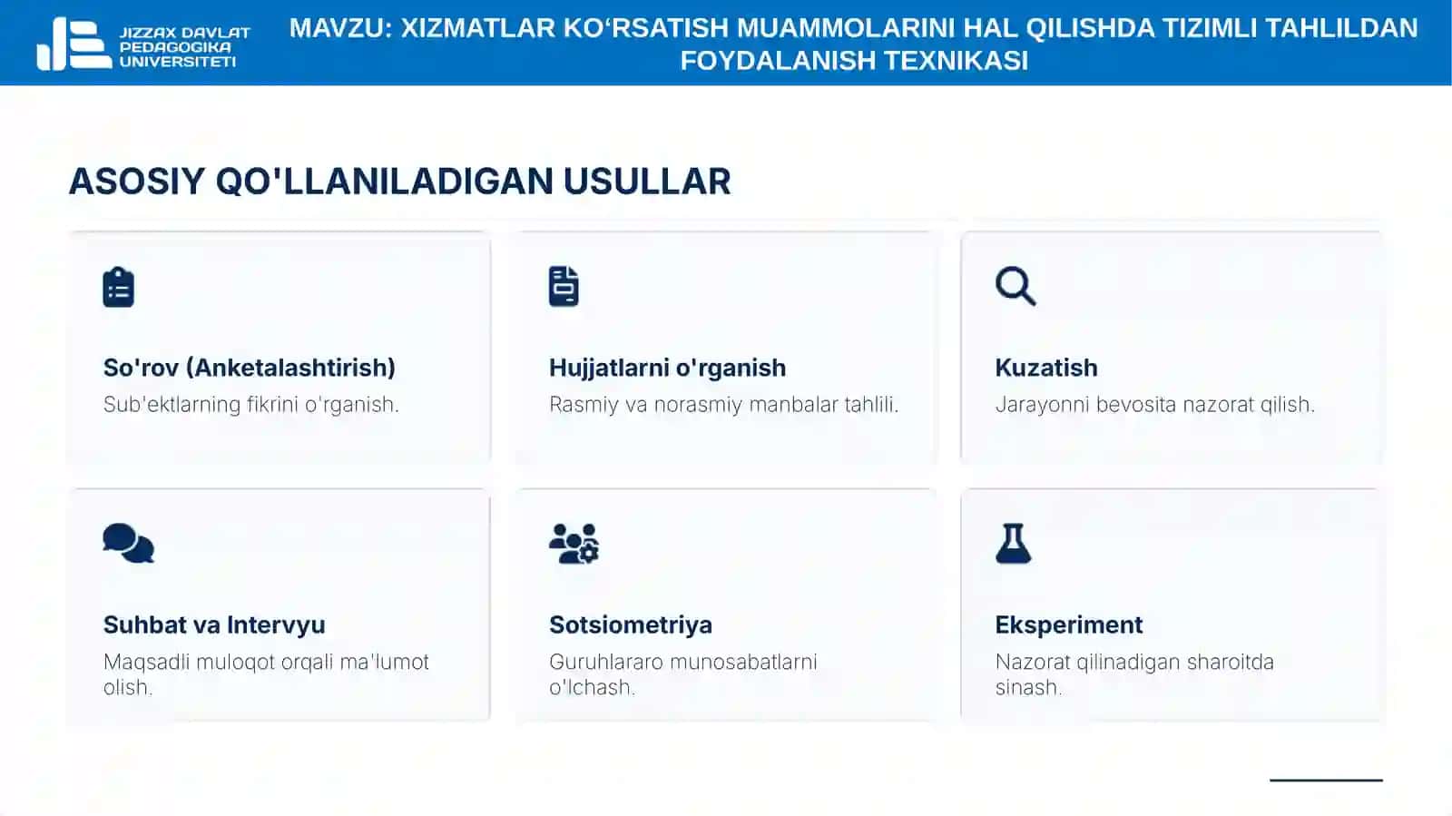 6-mavzu. Xizmatlar ko‘rsatish muammolarini hal qilishda tizimli tahlildan foydalanish texnikasi 4
