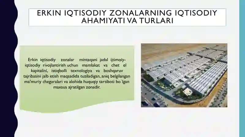 Erkin iqtisodiy zonalarning tashkil etilishi va ularning faoliyati 4