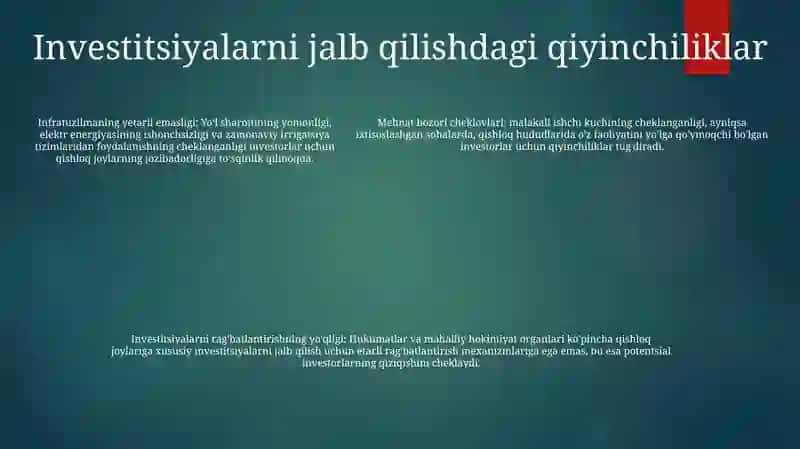 Iqtisodning Qishloq Xo'Jali Tarmog'Iga Investitsiyalarni Jalb Qilish Va Ularning Boshqarish Muammolari 4