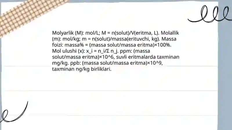 Suyuq eritmalar va ularning konsentratsiyasi 4