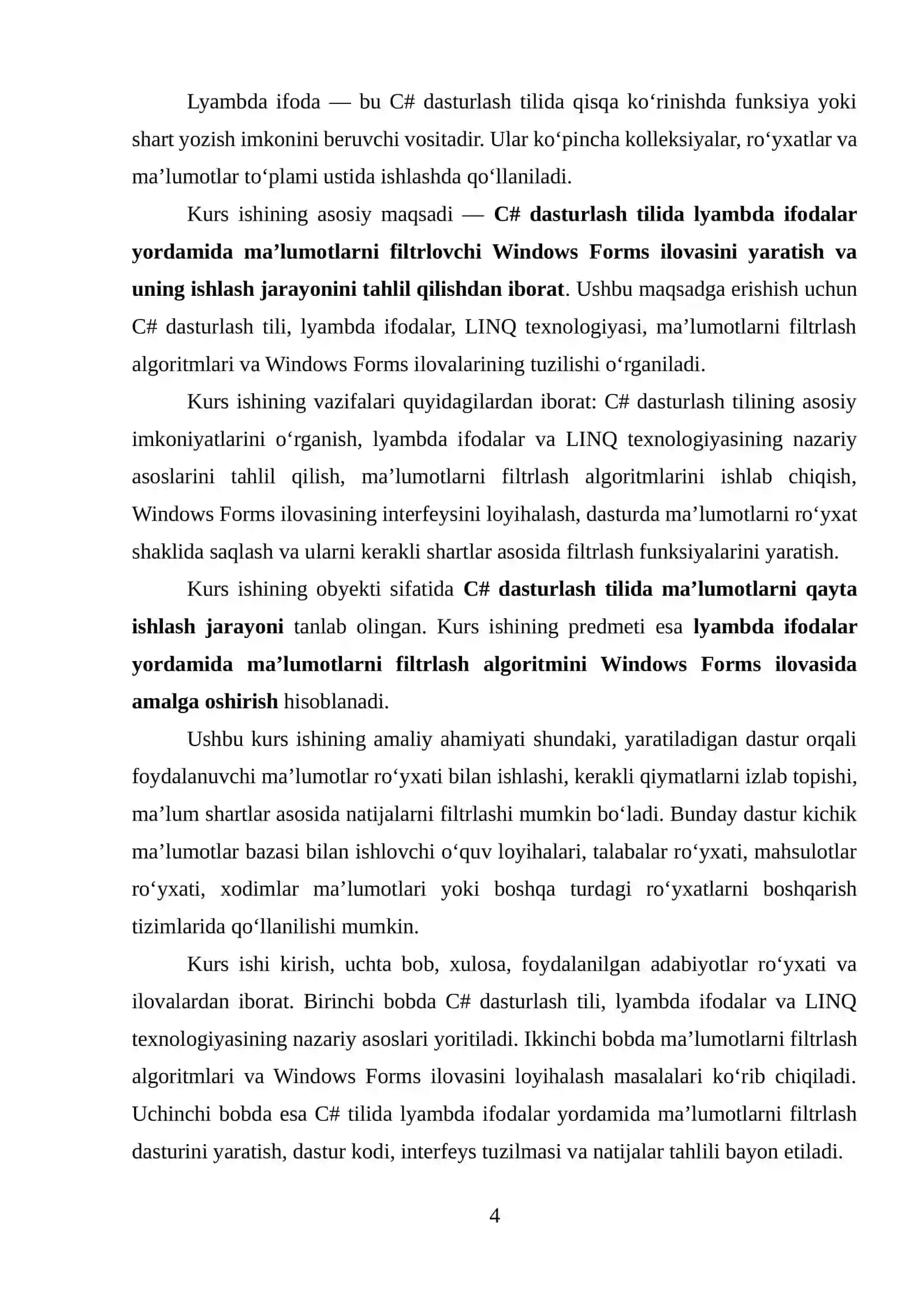 C# tilida lyambda ifodalar yordamida ma’lumotlarni filtrlash dasturi yaratish 4