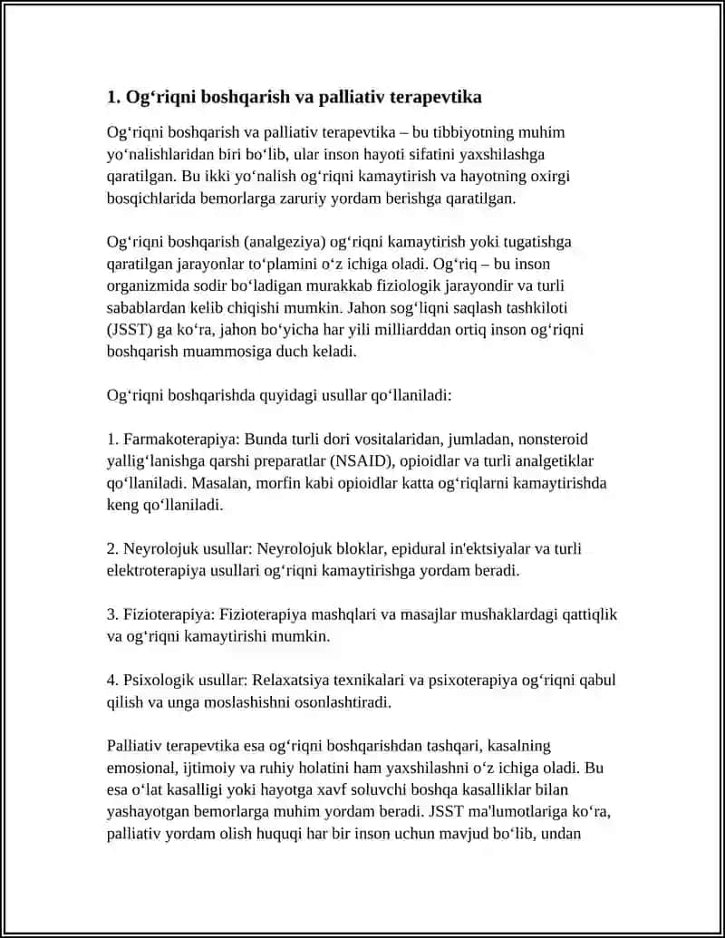 Ogʻriqni boshqarish va palliativ terapevtika 4