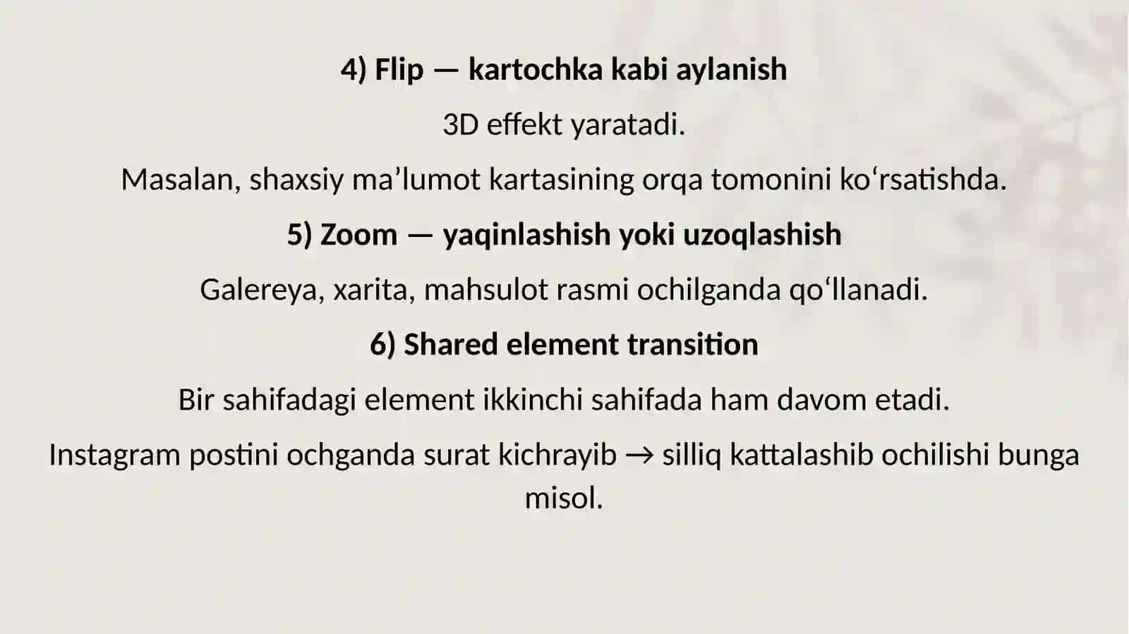 Mobil ilovalar uchun maxsus animatsion o‘tish effektlari yaratish 4