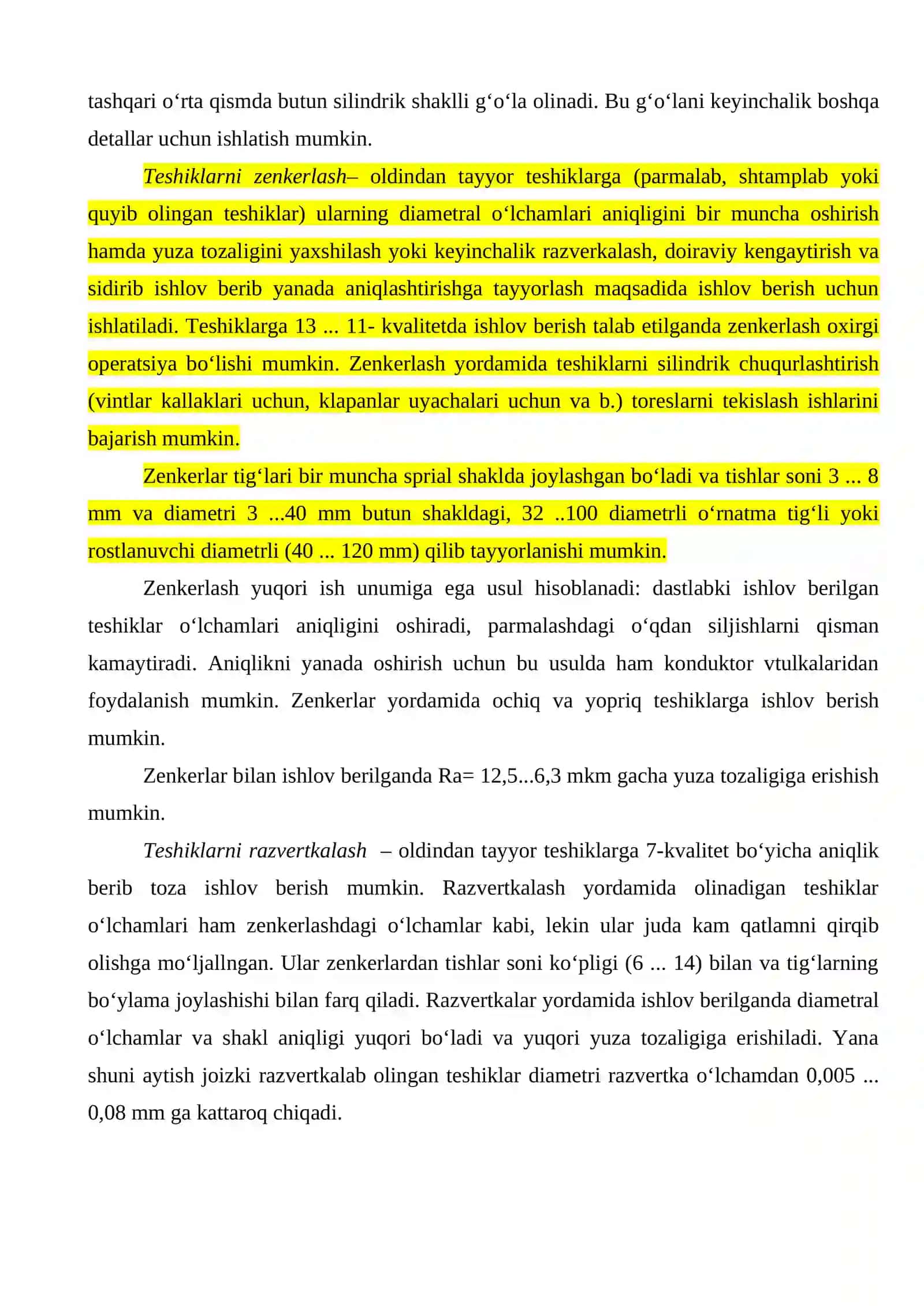 Ichki silindrik yuzalarga ishlov berish usullari 4