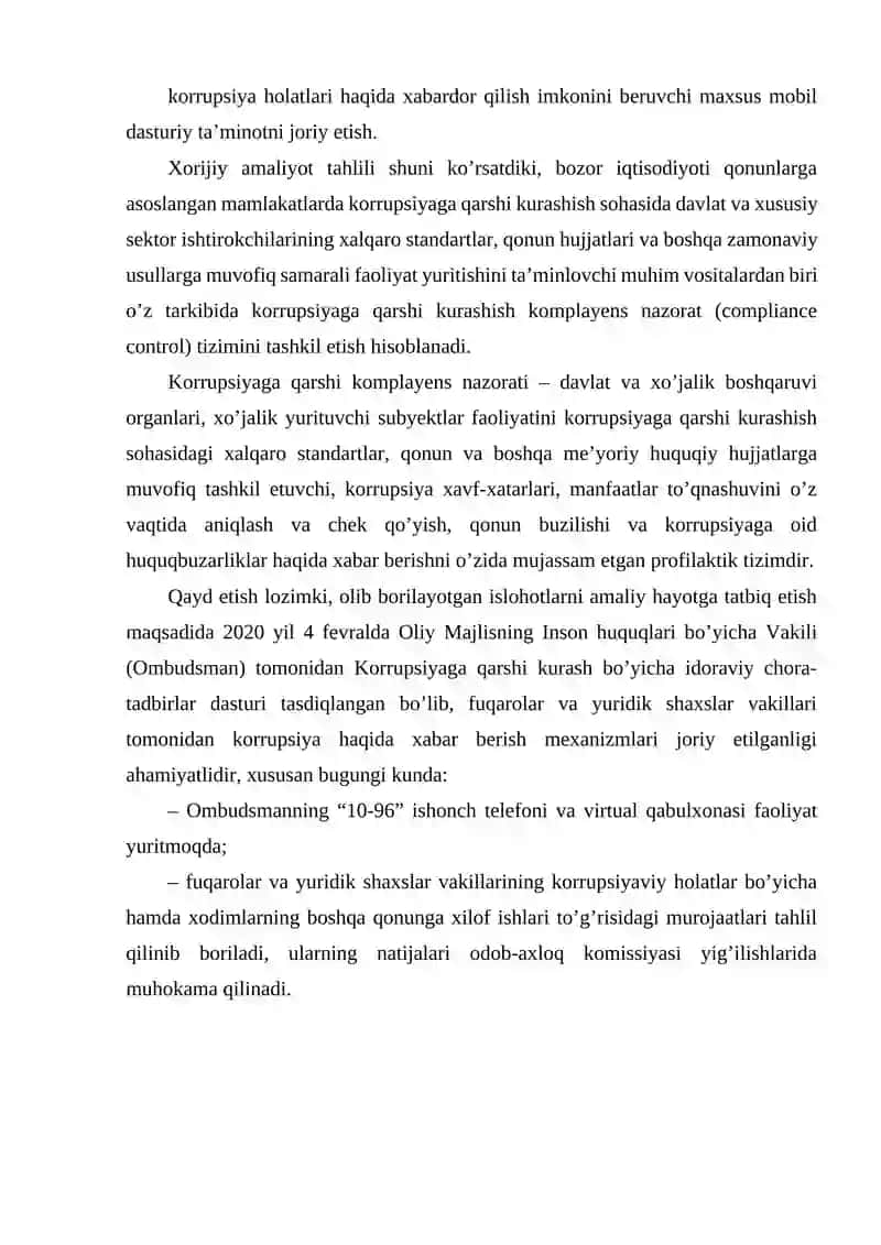 Korrupsiyaga qarshi kurash bo'yicha xalqaro qonunlar va qarorlarning O'zbekistonda ratifikatsiya qilishning ahamiyati 4