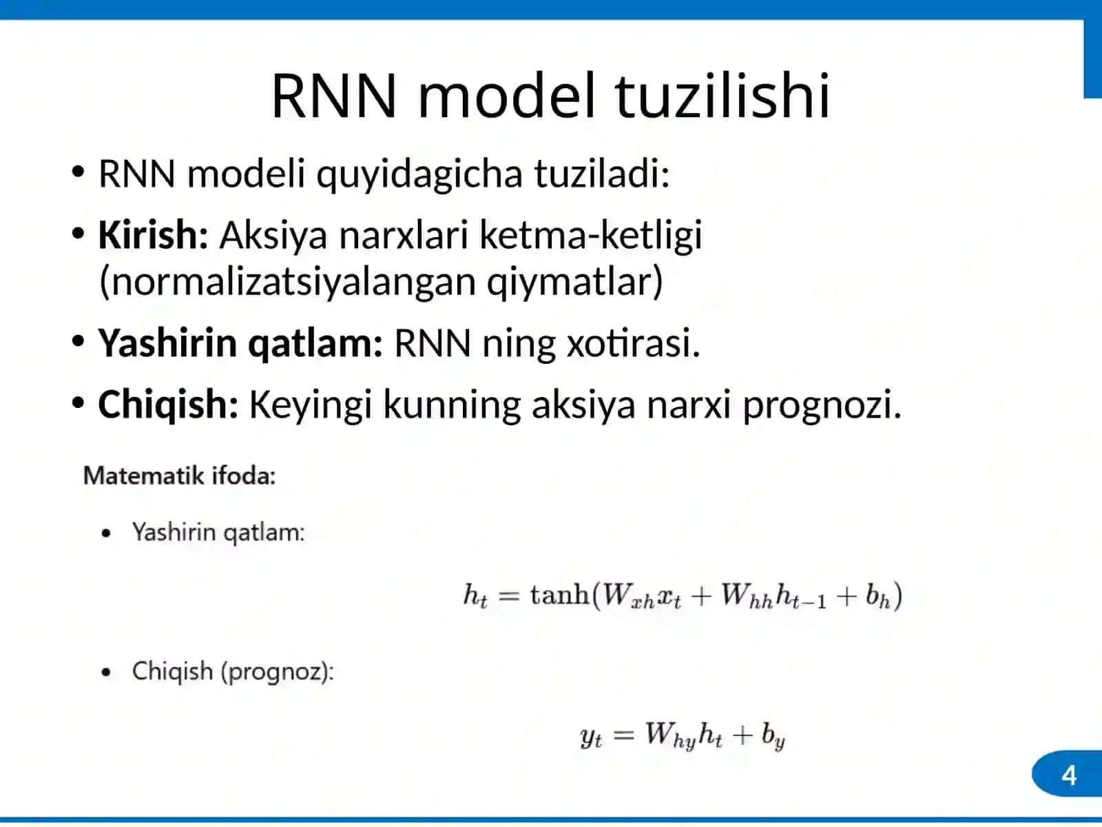 Aksiyalarning narxini bashorat qilish 4