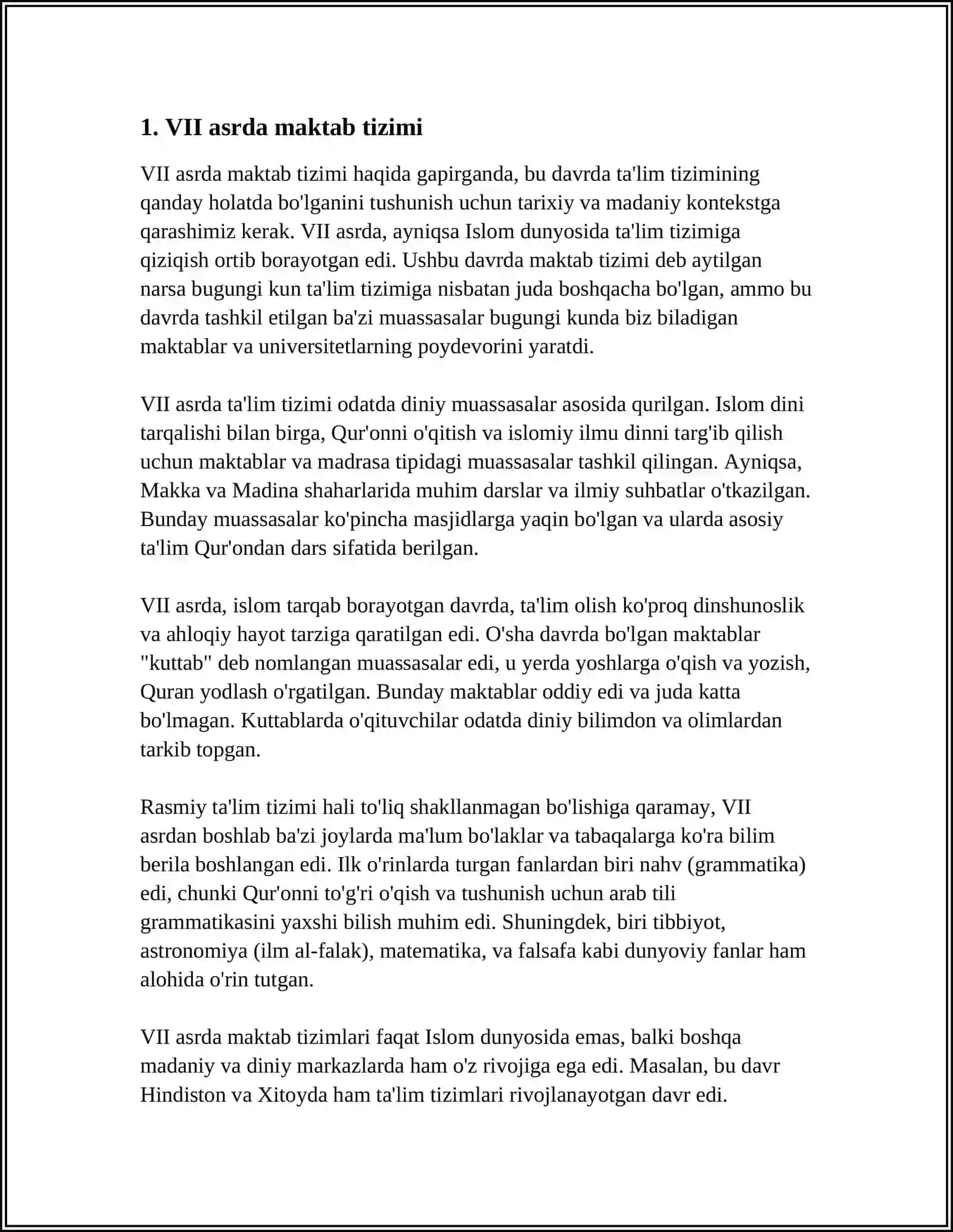 VII ASRDAN IX ASRGACHA BOʻLGAN DAVRDA MAKTAB, TARBIYA VA PEDAGOGIK FIKR TARAQQIYOTI 4