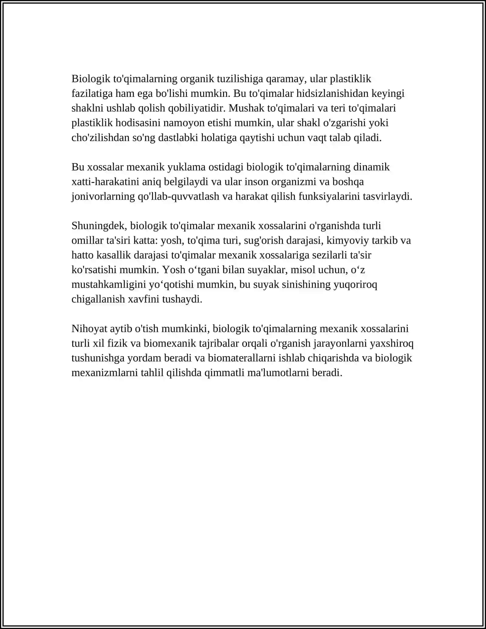 BIOLOGIK TO'QIMALARNING MEXANIK HOSSALARI 4