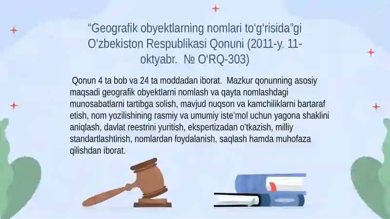 Geografik obyektlarni nomlashga oid huquqiy-me’yoriy hujjatlar 4