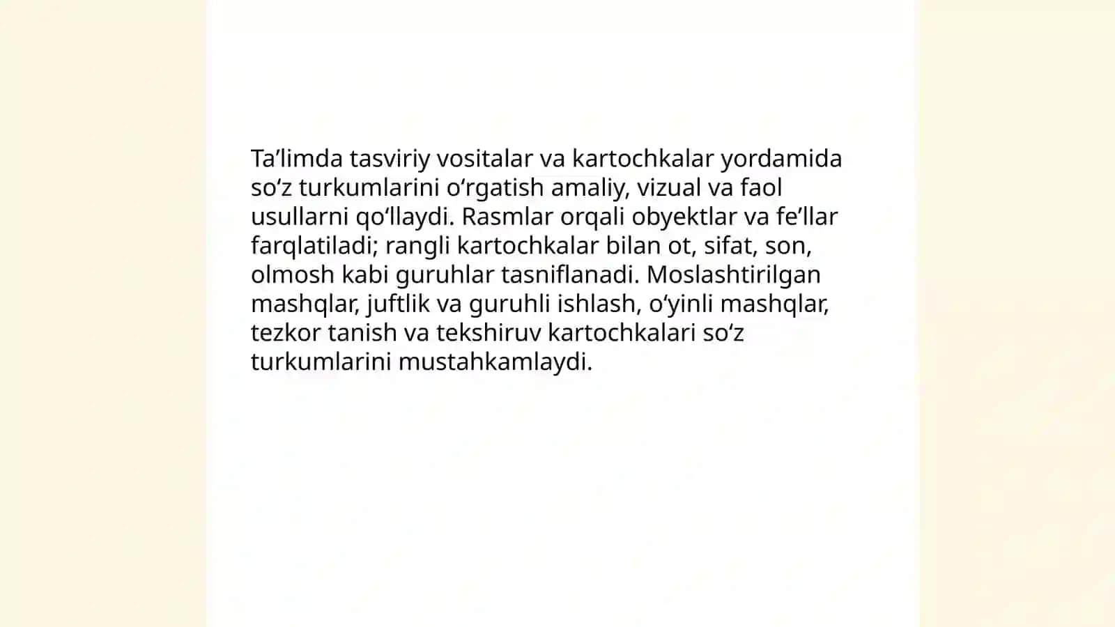 Boshlang'ich sinflarda so'z turkumlarini o'rganishda metod va usullar 4
