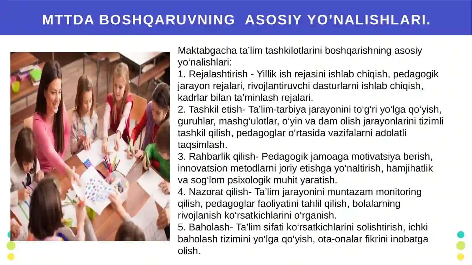 Maktabgacha ta’lim tashkilotlarini boshqarish slayd 4